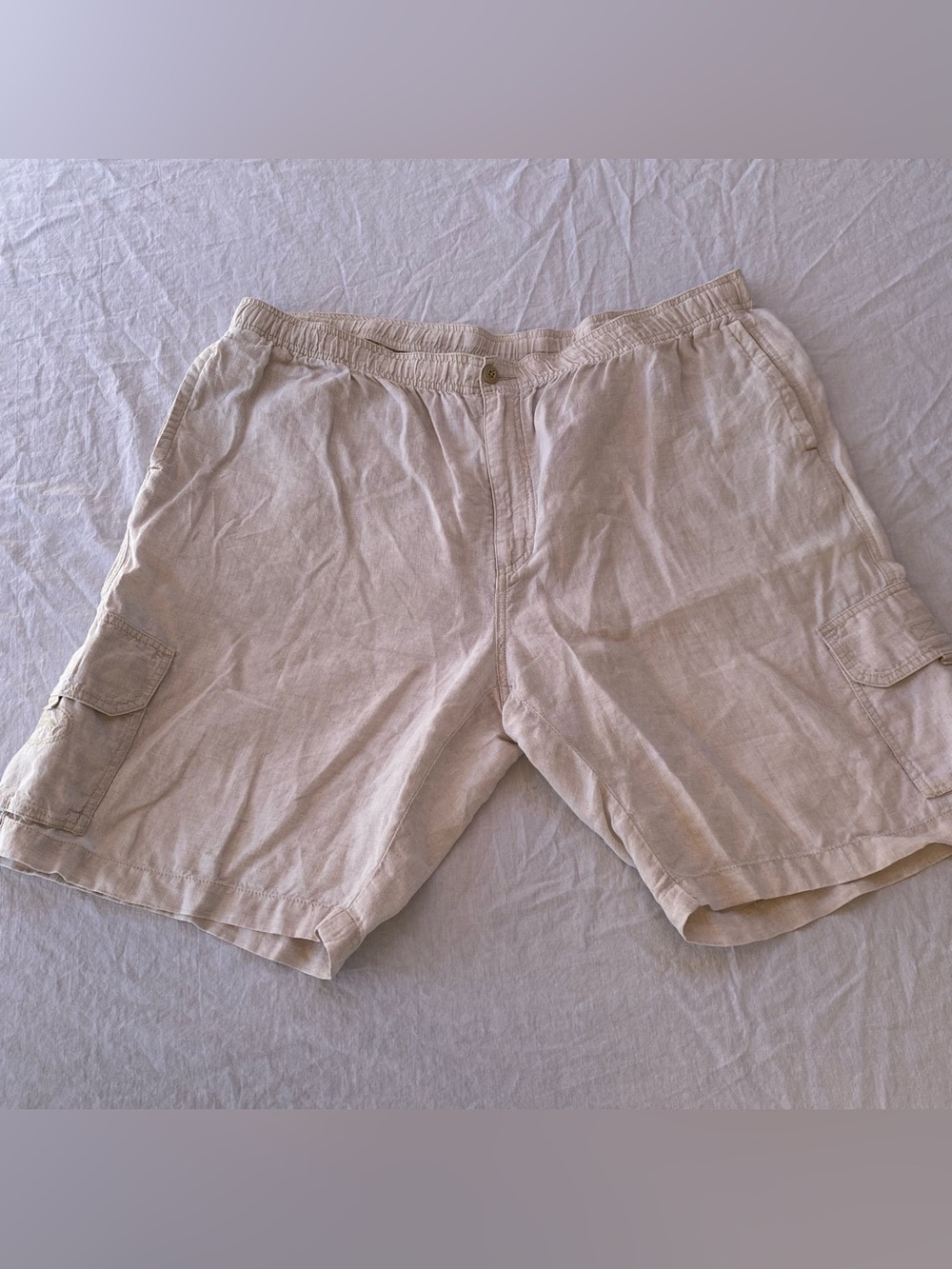 Tommy Bahama Linen Shorts Bundle 2 Pairs Mens XL Relax Fit Beige Cargo Casual